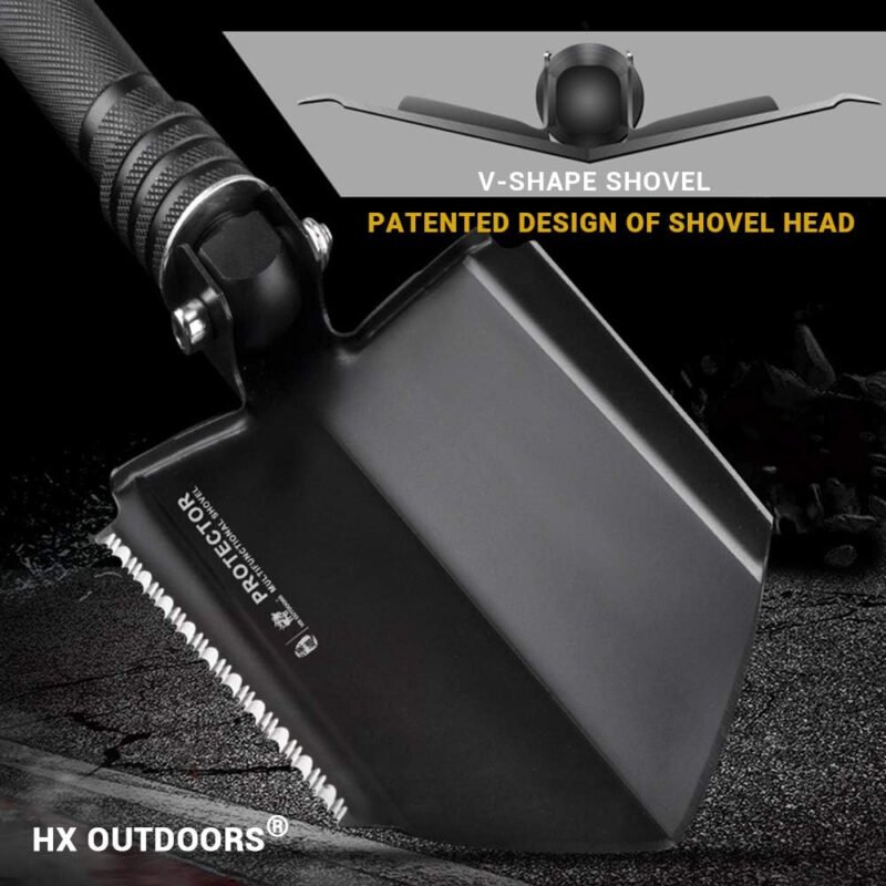 Survival Shovel Folding Tactical Shovel Aerospace-Grade Aluminum Camping Shovel Multifunctional Multitool Ultra-Light & Solid Collapsible Spade Emergency Kit with Carry Bag (26.6″)