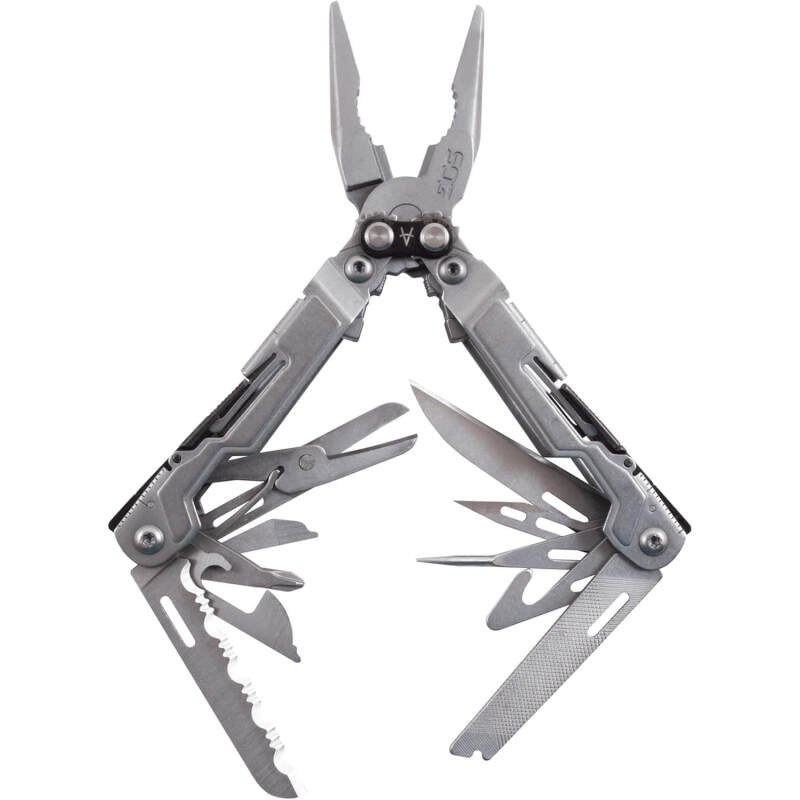 SOG PowerPint Mini Compact Stainless Steel Multi-Tool |18 Lightweight Specialty Tools & SOG Multitool Pliers Pocket Knife, Stone Wash