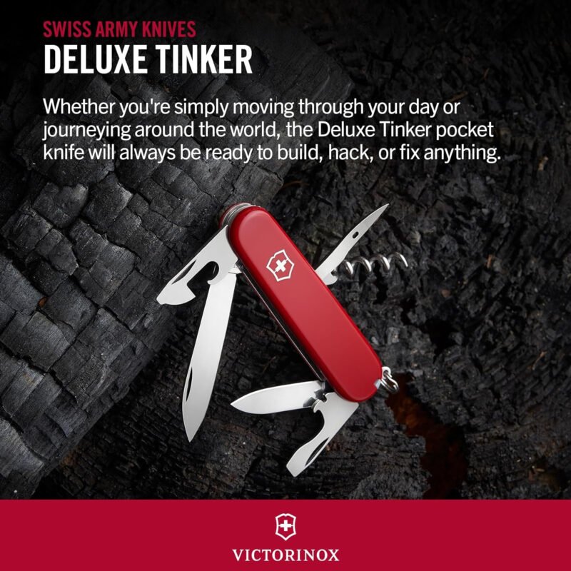 Victorinox Swiss Army Multi-Tool, Tinker Pocket Knife , Red, 91mm
