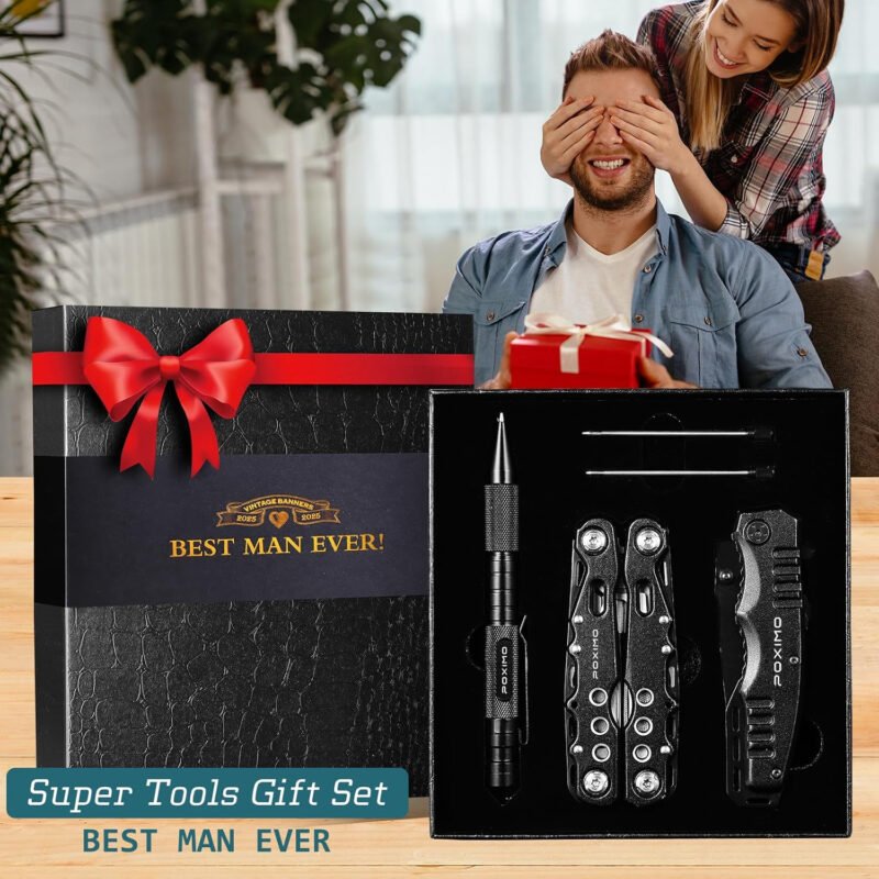 Multitools for Man, Gifts for Men Dad Him, Men Gifts with 14 In 1 Multi-tool Pliers, Pocket Knife, Tactical Pen, 3 Items Pack, Multi tools Gifts for Father
