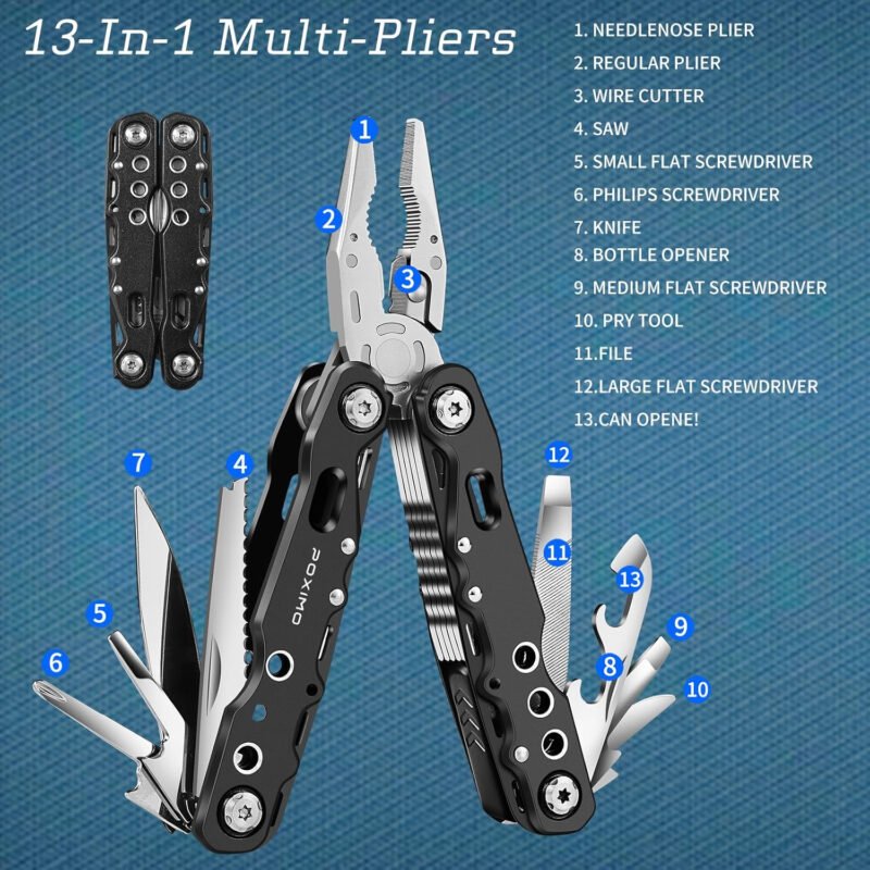 Multitools for Man, Gifts for Men Dad Him, Men Gifts with 14 In 1 Multi-tool Pliers, Pocket Knife, Tactical Pen, 3 Items Pack, Multi tools Gifts for Father