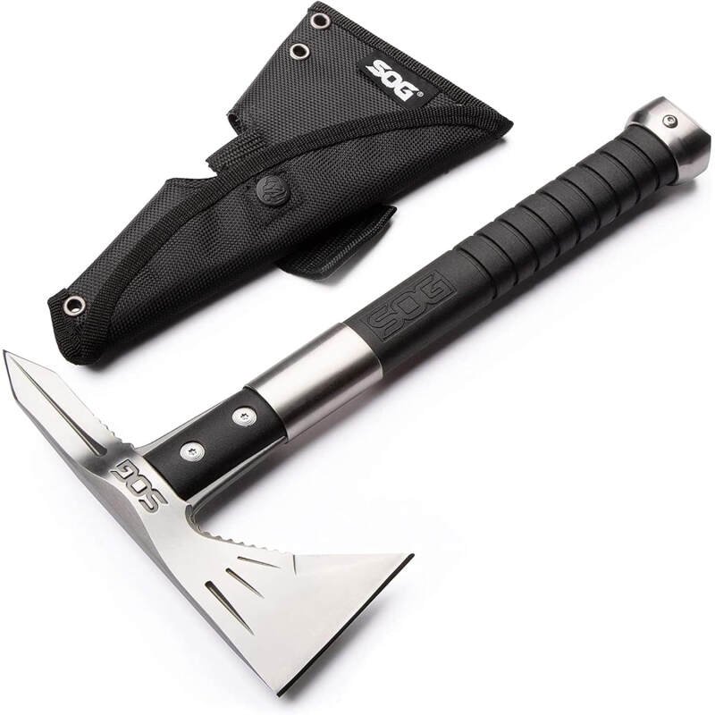 SOG Tomahawk Tactical Hatchet – Voodoo Hawk Mini Tactical Axe, Throwing Hatchet w/ 2.75 Inch Blade for Survival Sports and Camping Axes (F182N-CP)