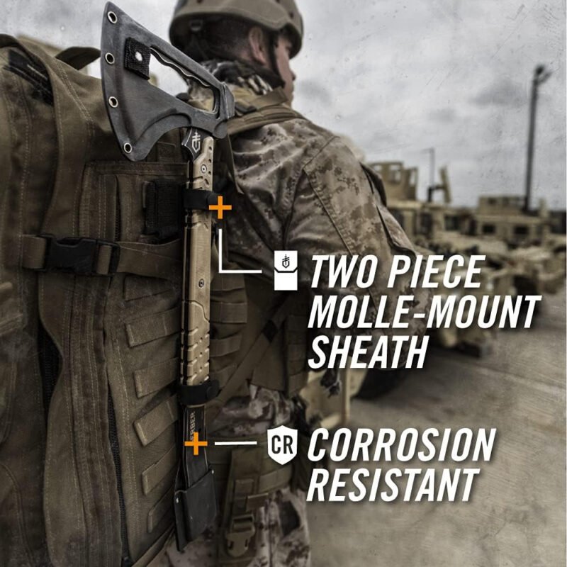 Gerber Gear Downrange Tactical Tomahawk Survival Multitool, Camping Axe with Hammer Head and Steel Pry Bar, Includes Sheath with Integrated Molle Straps