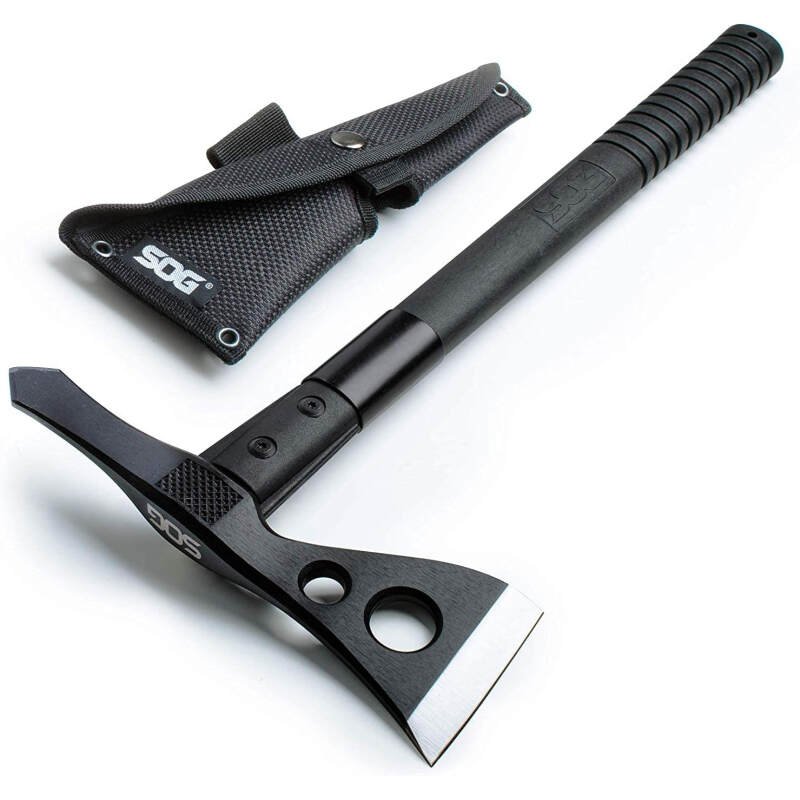 SOG Tactical Tomahawk- Throwing Hatchet, Versatile Survival Tactical Axe and Emergency Breaching Tool with Sheath (F01TN-CP)