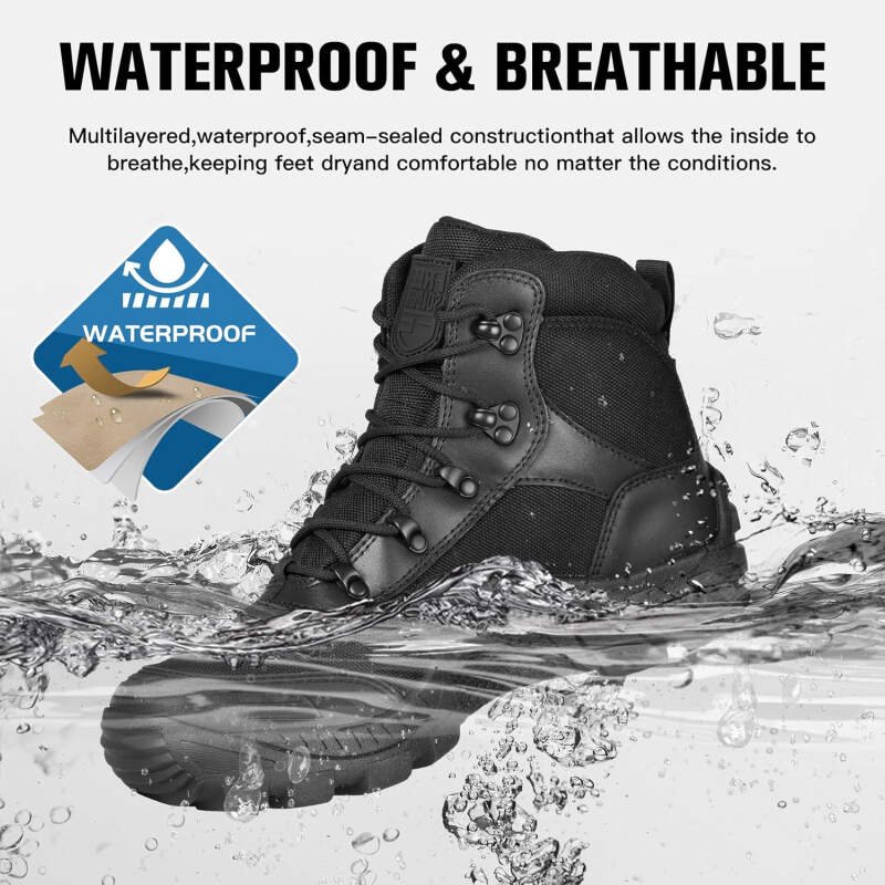 FREE SOLDIER Men’s Waterproof Hiking Boots Tactical Work Boots Outdoor Lightweight Military Boots