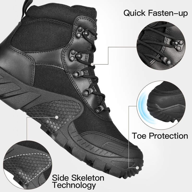 FREE SOLDIER Men’s Waterproof Hiking Boots Tactical Work Boots Outdoor Lightweight Military Boots
