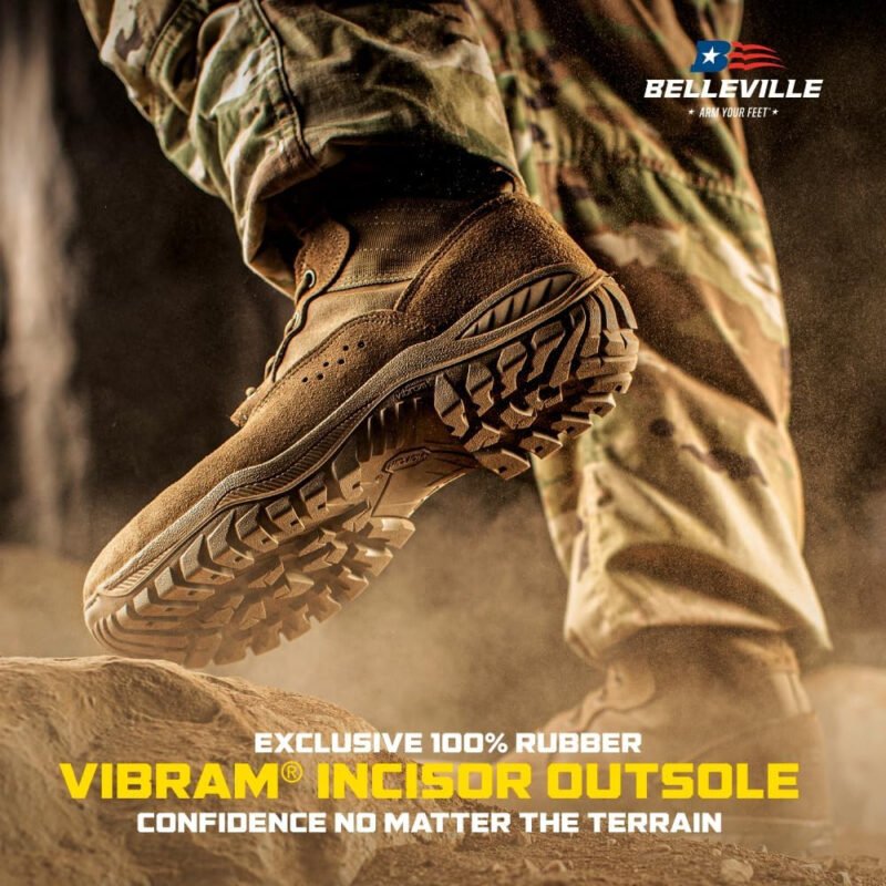 Belleville Flyweight C320 8” Combat Boots for Men – Ultra-Lightweight Army/Air Force OCP ACU Coyote Brown Leather with Traction Outsole Berry Compliant