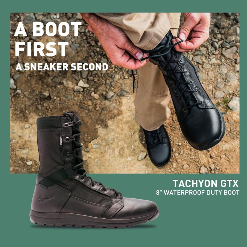 Danner Tachyon Gore-Tex 8″ Tactical Boots for Men – Waterproof Full-Grain Leather & 500D Nylon with Speed Lace, Comfort Footbed, and Non Slip Traction Outsole