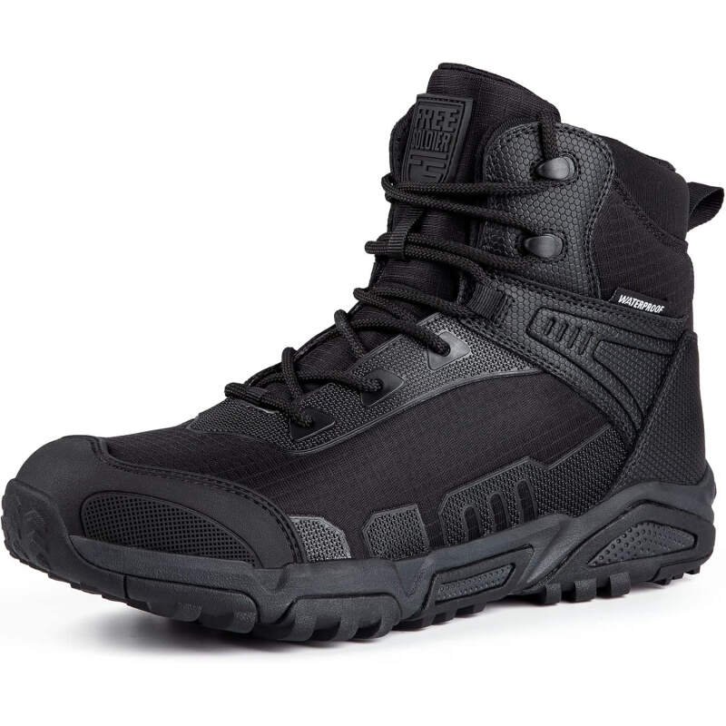FREE SOLDIER Men’s Waterproof Hiking Boots Lightweight Work Boots Military Tactical Boots Durable Combat Boots