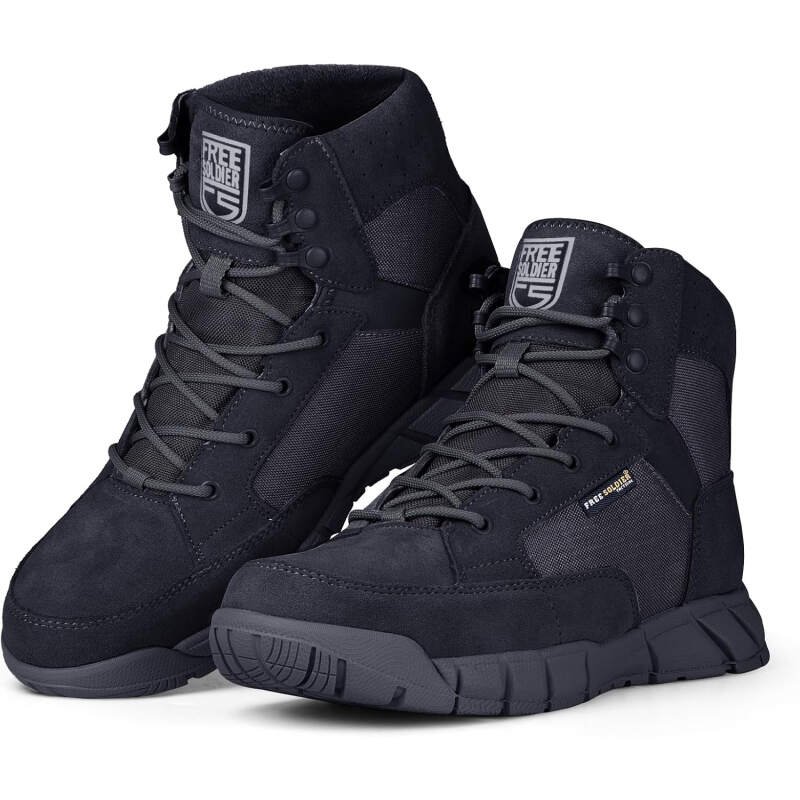 FREE SOLDIER Hiking Work Boots Men’s Tactical Boots 6 Inches Lightweight Military Boots Breathable Outdoors Desert Boots