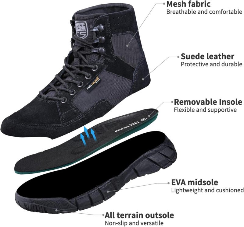 FREE SOLDIER Hiking Work Boots Men’s Tactical Boots 6 Inches Lightweight Military Boots Breathable Outdoors Desert Boots