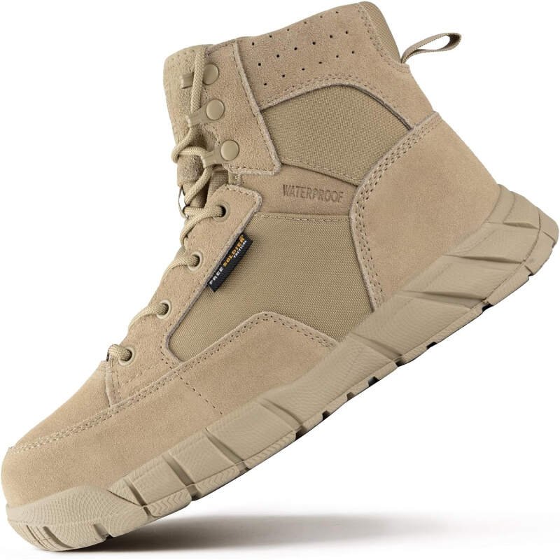 FREE SOLDIER Hiking Work Boots Men’s Tactical Boots 6 Inches Waterproof Military Boots Outdoors Desert Boots