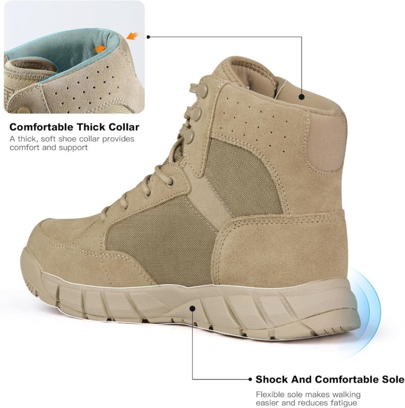 FREE SOLDIER Hiking Work Boots Men’s Tactical Boots 6 Inches Waterproof Military Boots Outdoors Desert Boots