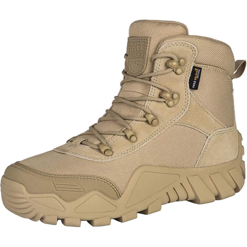 FREE SOLDIER Men’s Waterproof Hiking Boots Tactical Work Boots Outdoor Lightweight Military Boots