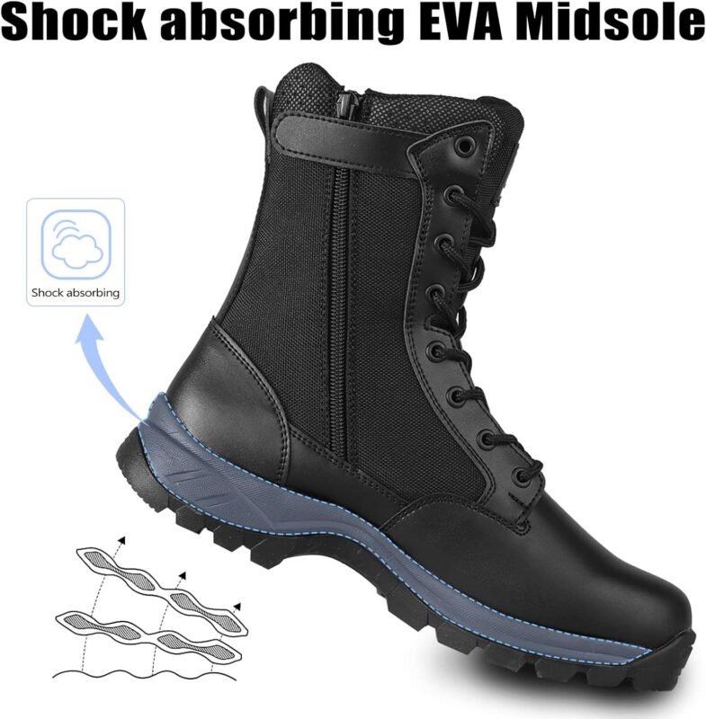 Lightweight Tactical Military Combat Boots for Men Durable YKK Side Zipper Police Army Duty Boots