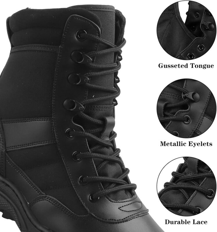Military Tactical Combat Boots for Men Side Zipper Army Police Work Boots Anti-slip Durable Security Duty Desert Boot