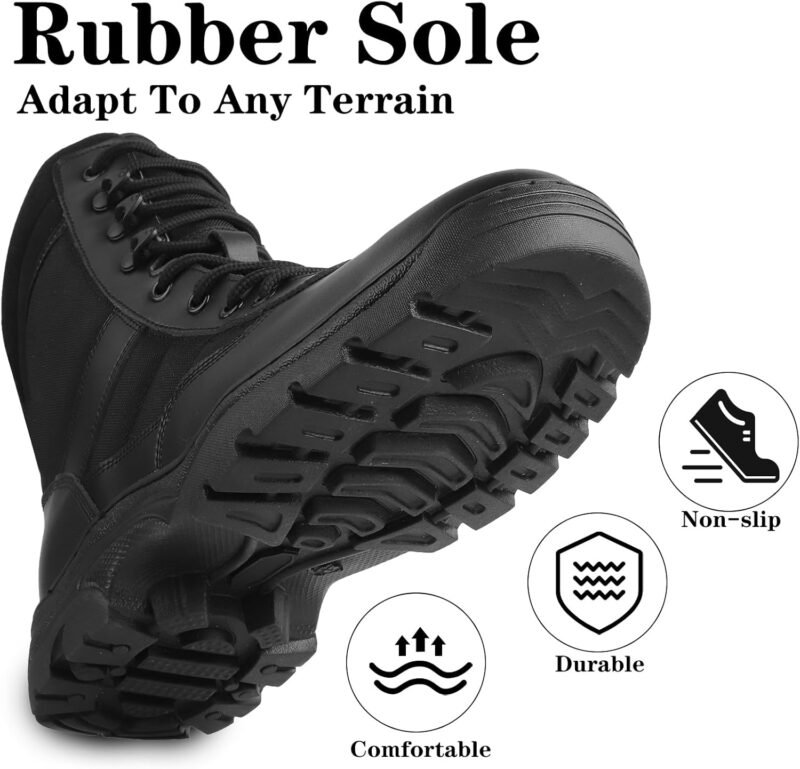 Military Tactical Combat Boots for Men Side Zipper Army Police Work Boots Anti-slip Durable Security Duty Desert Boot