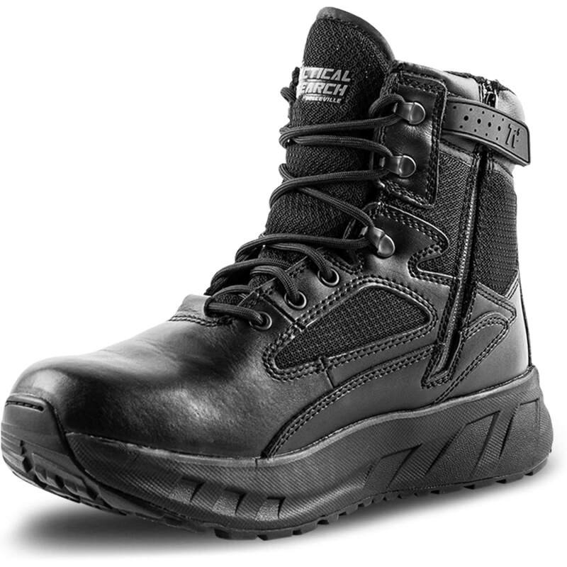 TACTICAL RESEARCH TR MAXX 6Z 6″ Ultra-Cushioned Maximalist Black Tactical Boots for Men with Zipper – Designed for Police, EMS, and Security with Slip-Resistant Vibram Outsole