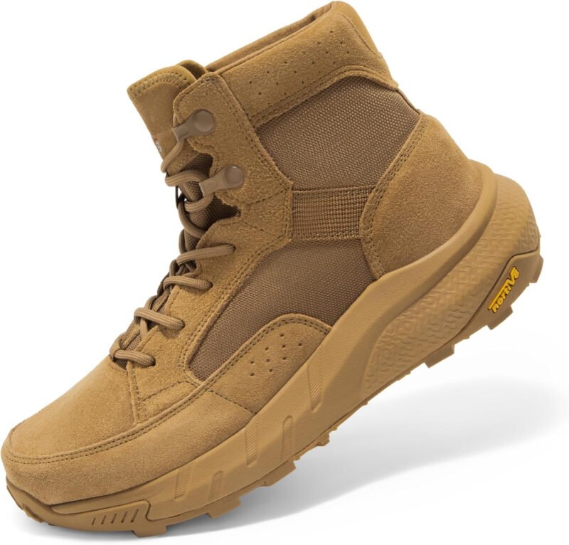 NORTIV 8 Men’s Lightweight Casual Work Boots Leather Military Outdoor Hiking Motorcycle Combat Boots Commando