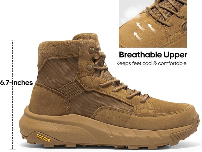 NORTIV 8 Men’s Lightweight Casual Work Boots Leather Military Outdoor Hiking Motorcycle Combat Boots Commando