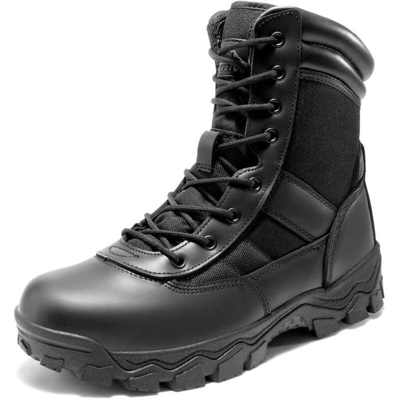 NORTIV 8 Men’s Tactical Military Work Boots Side Zipper Outdoor Motorcycle Combat Boots 8 Inches 2.0 Trooper-pro