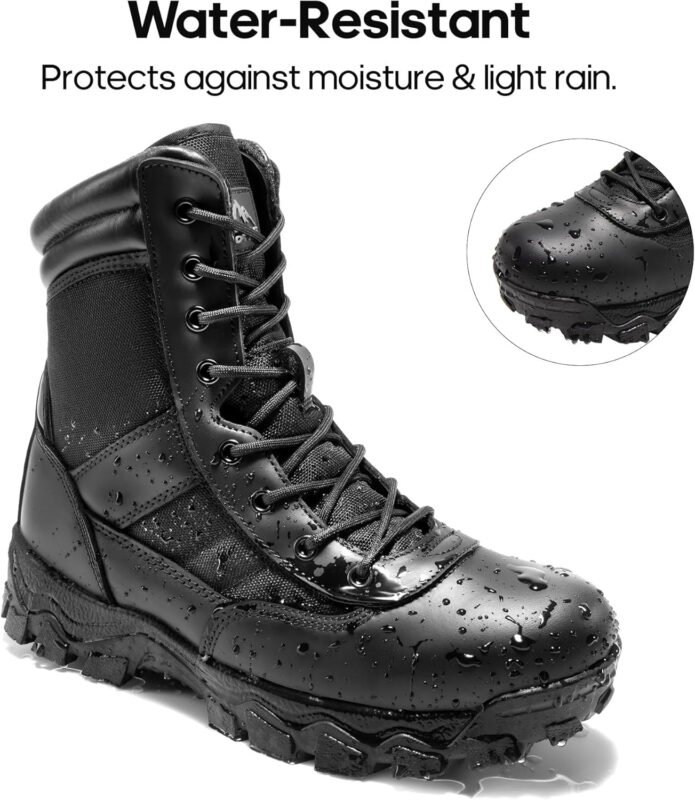NORTIV 8 Men’s Tactical Military Work Boots Side Zipper Outdoor Motorcycle Combat Boots 8 Inches 2.0 Trooper-pro