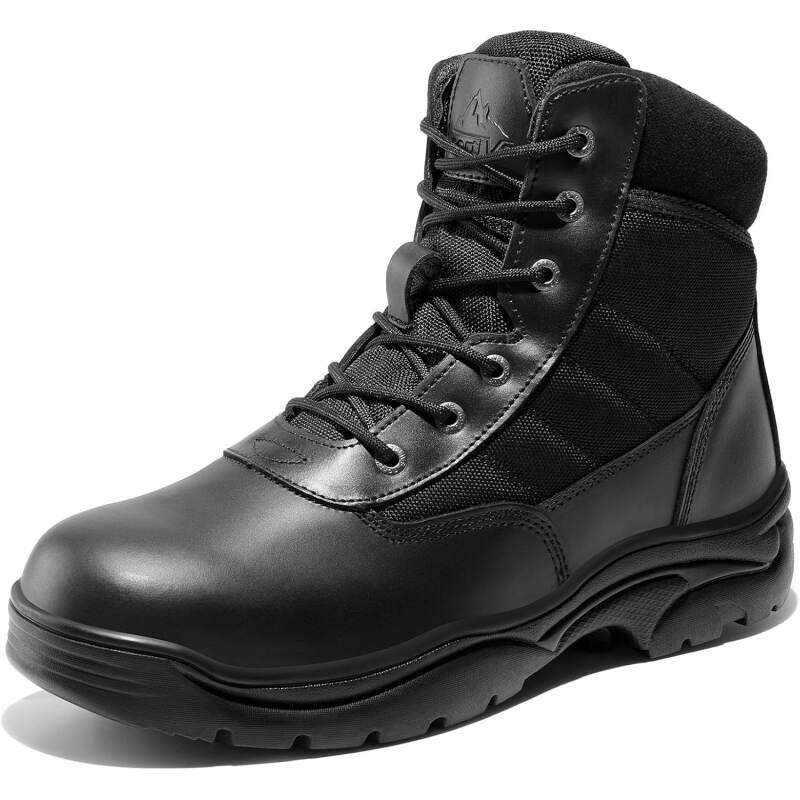 NORTIV 8 Men’s Waterproof Tactical Work Boots Leather Outdoor Hiking Military 6 Inches Motorcycle Combat Boots Contractor