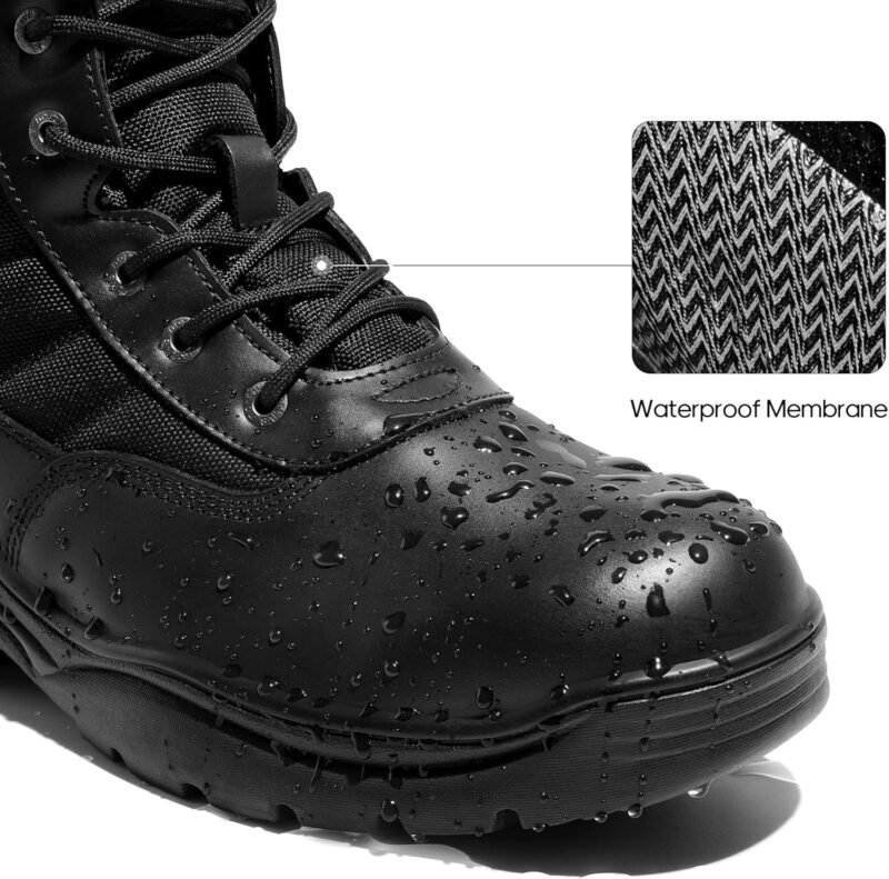 NORTIV 8 Men’s Waterproof Tactical Work Boots Leather Outdoor Hiking Military 6 Inches Motorcycle Combat Boots Contractor