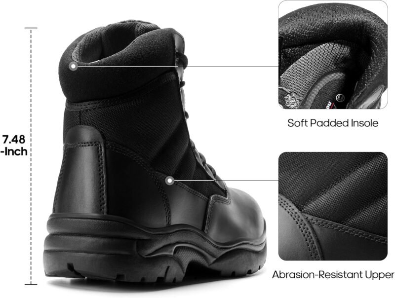 NORTIV 8 Men’s Waterproof Tactical Work Boots Leather Outdoor Hiking Military 6 Inches Motorcycle Combat Boots Contractor