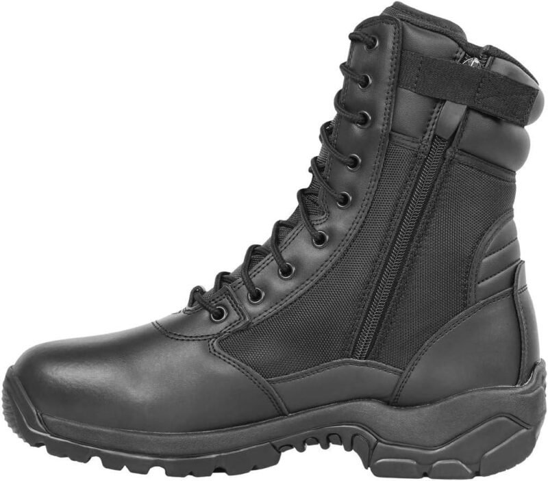 LAPG Men’s Core 8″ Side-Zip Tactical Work Boots, Lightweight and Durable Suede Leather Military Combat Boots for Hiking, Motorcycling, EMS, EMT, Jungle, Army, and Outdoor Activities