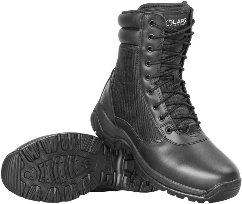 LAPG Men’s Core 8″ Side-Zip Tactical Work Boots, Lightweight and Durable Suede Leather Military Combat Boots for Hiking, Motorcycling, EMS, EMT, Jungle, Army, and Outdoor Activities
