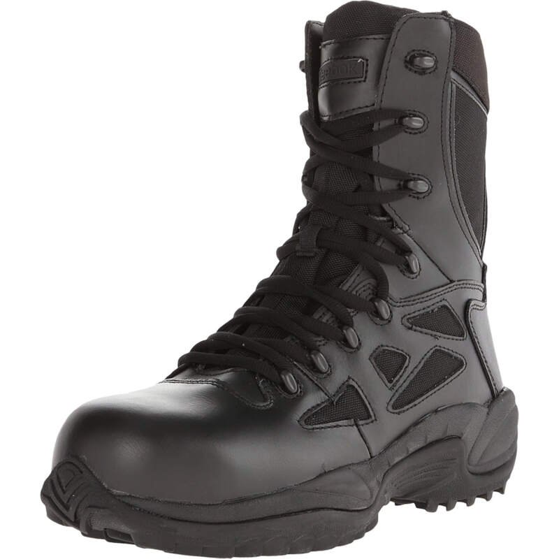 Reebok Work Men’s Rb8874 Rapid Response Rb Composite Toe 8″ Stealthtactical Boot with Side Zipper Black Military & Tactical, 8 W US