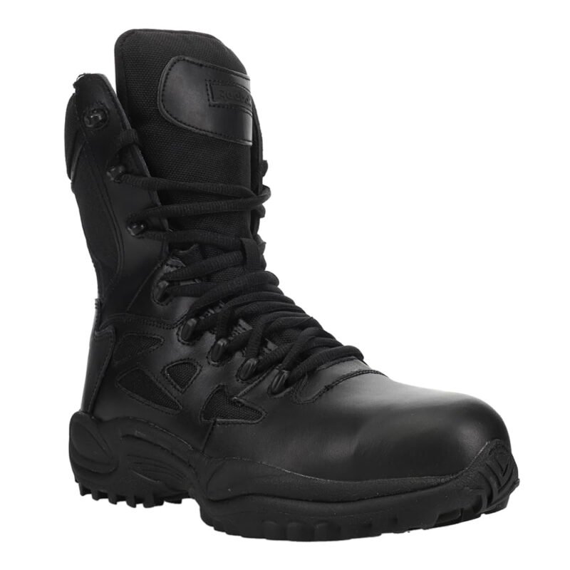 Reebok Work Men’s Rb8874 Rapid Response Rb Composite Toe 8″ Stealthtactical Boot with Side Zipper Black Military & Tactical, 8 W US