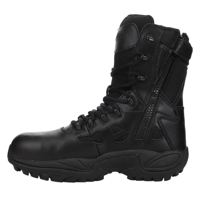 Reebok Work Men’s Rb8874 Rapid Response Rb Composite Toe 8″ Stealthtactical Boot with Side Zipper Black Military & Tactical, 8 W US