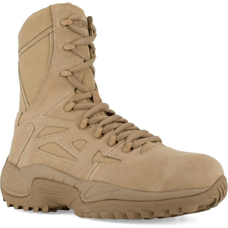 Reebok mens Rapid Response Rb Safety Toe 8″ Stealth With Side Zipper Military & Tactical Boot Desert Tan