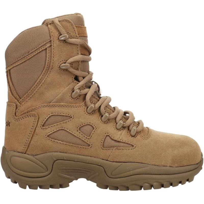 Reebok Work Womens Rapid Response Rb 8 Inch Side Zip Composite Toe Work Safety Shoes Casual – Brown