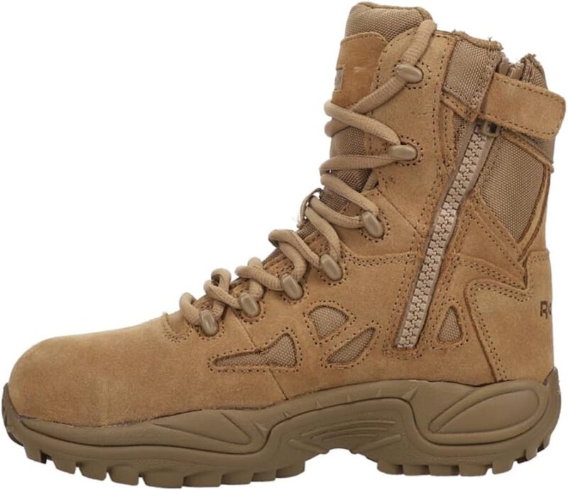 Reebok Work Womens Rapid Response Rb 8 Inch Side Zip Composite Toe Work Safety Shoes Casual – Brown