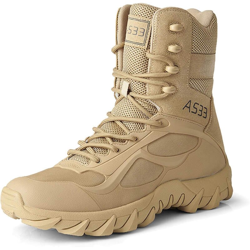 Renyqatt Men’s Tactical Boots 8 Inches Lightweight Work Military Boots Side Zipper Jungle Combat Desert Boot