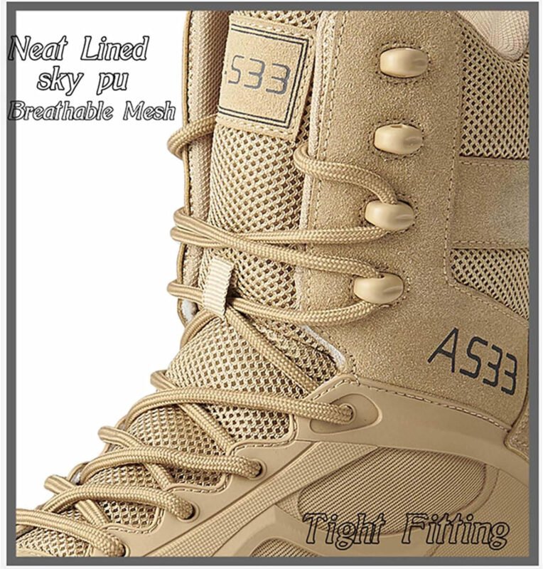 Renyqatt Men’s Tactical Boots 8 Inches Lightweight Work Military Boots Side Zipper Jungle Combat Desert Boot