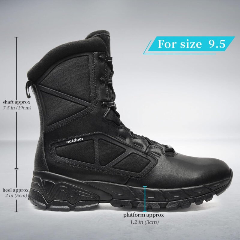 Men’s Military Tactical Work Boots Lightweight Side Zipper Army Combat Hiking Boots