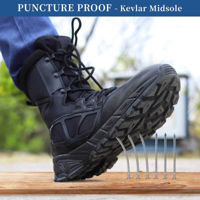Men’s Military Tactical Work Boots Lightweight Side Zipper Army Combat Hiking Boots