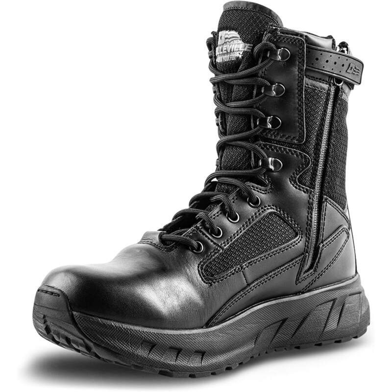 Tactical Research MAXX 8Z 8” Ultra-Cushioned Maximalist Black Tactical Boots for Men with Zipper – Designed for Police, EMS, and Security with Slip-Resistant Vibram Outsole