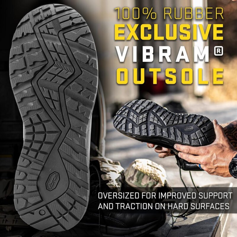 Tactical Research MAXX 8Z 8” Ultra-Cushioned Maximalist Black Tactical Boots for Men with Zipper – Designed for Police, EMS, and Security with Slip-Resistant Vibram Outsole
