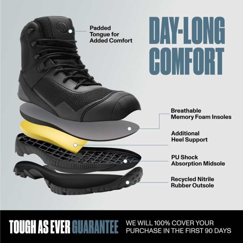 Mens Military Tactical Boot-Lightweight,Durable, 7inch Work Boots for Men, Combat Hiking Boots