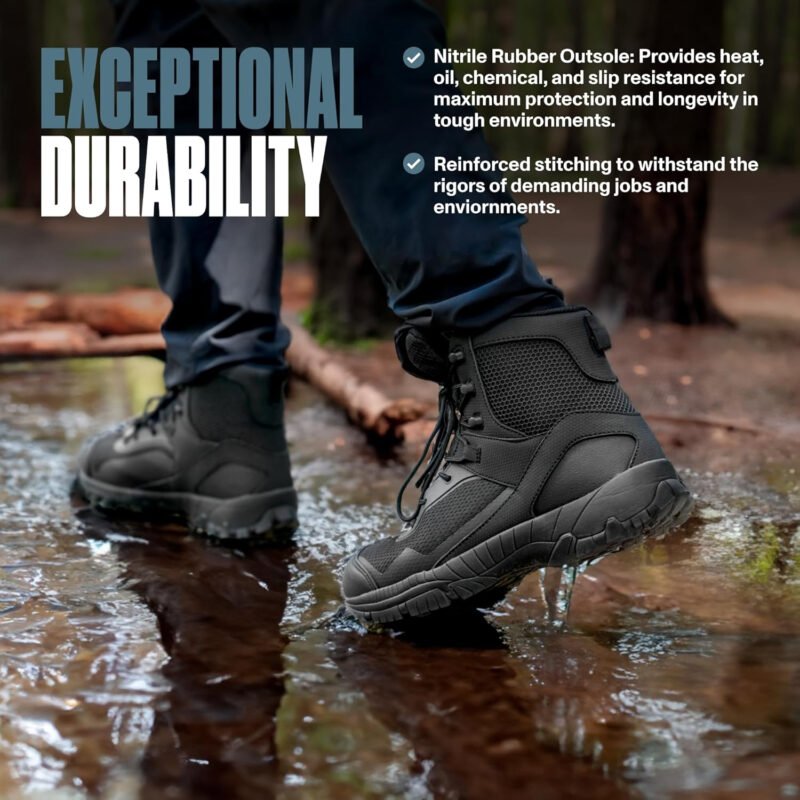 Mens Military Tactical Boot-Lightweight,Durable, 7inch Work Boots for Men, Combat Hiking Boots