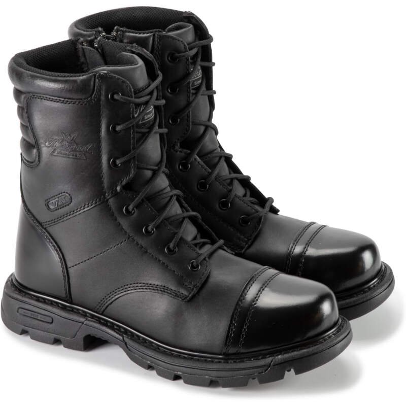 Thorogood GEN-Flex2 8” Side-Zip Black Tactical Boots for Men and Women – High-Shine Leather Heel & Toe with Goodyear Storm Welt and Slip-Resistant Outsole