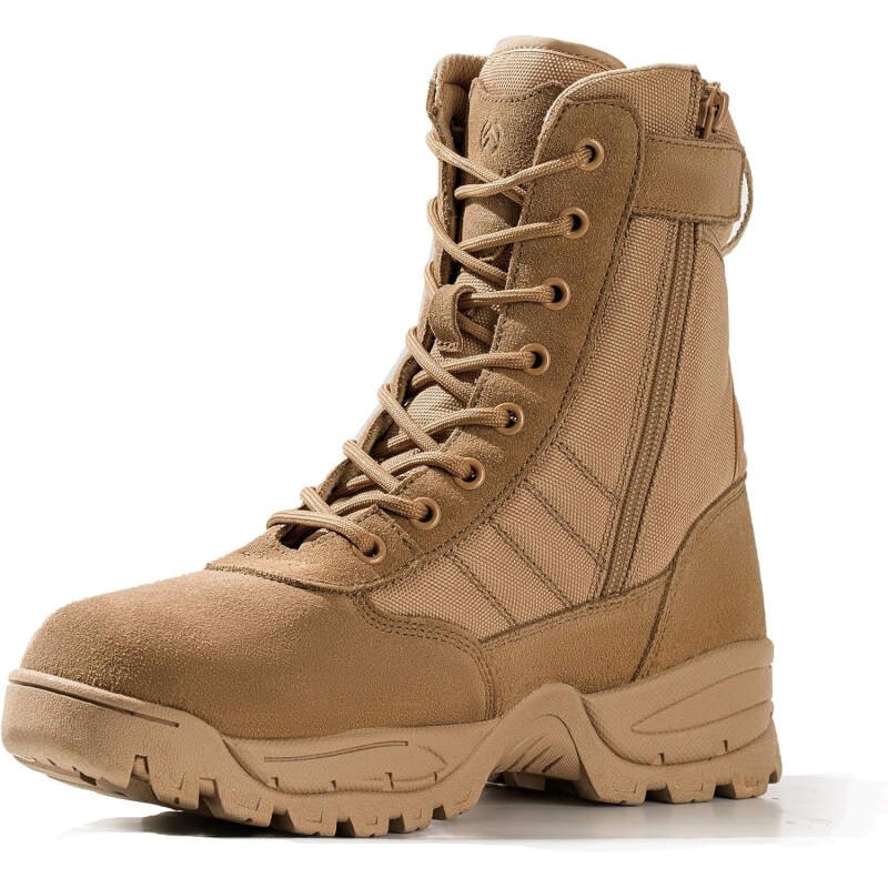 Men’s Military Tactical Combat Boots Side Zipper Work Motorcycle Boots 8 inch