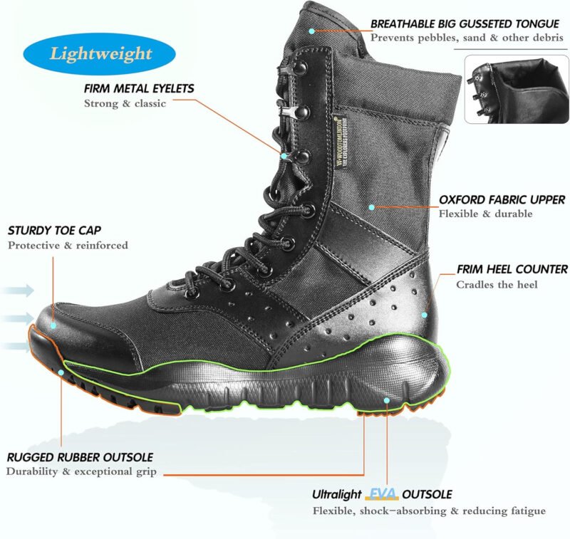 Men’s LD Lightweight Combat Boots Microfiber/Suede Leather Military Tactical Boots