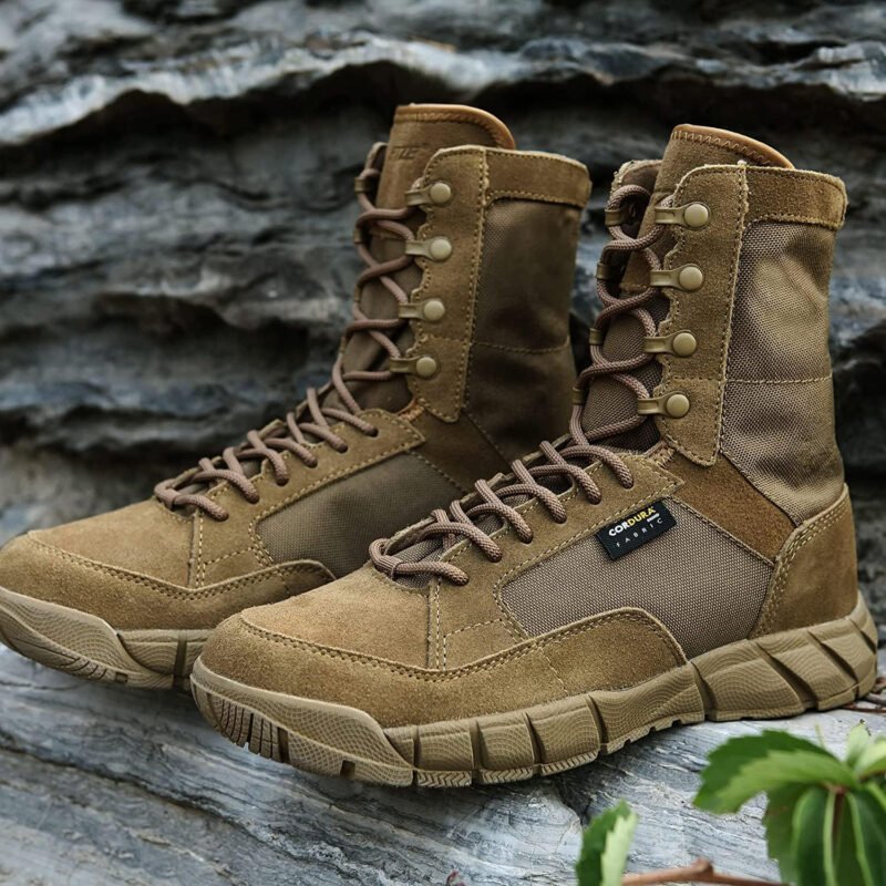 Men’s 8 inch Tactical Boots Outdoor Casual Lightweight Coyote Military Boots for Hiking Work Combat