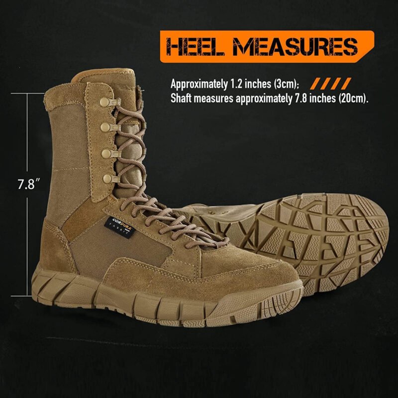 Men’s 8 inch Tactical Boots Outdoor Casual Lightweight Coyote Military Boots for Hiking Work Combat